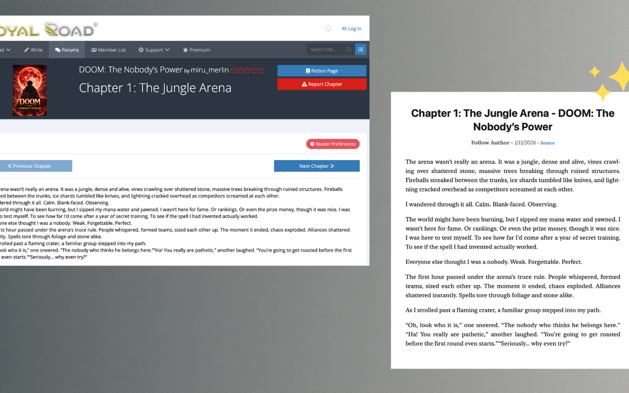 Before and after comparison showing cluttered PDF versus clean EPUB on e-reader